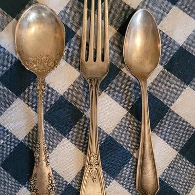 Lot 203: Antique Berry Spoon, Fork & Spoon