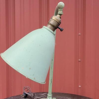 Lot 235: Antique GREEN Tabletop Lamp