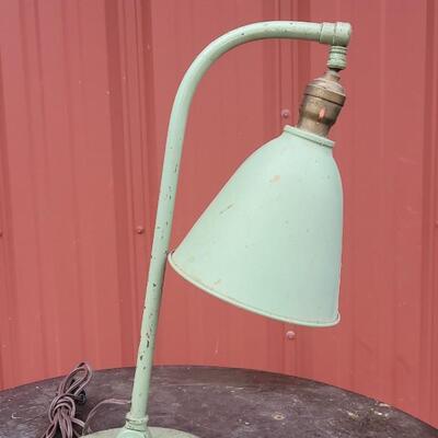 Lot 235: Antique GREEN Tabletop Lamp