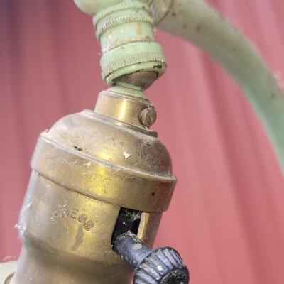 Lot 235: Antique GREEN Tabletop Lamp
