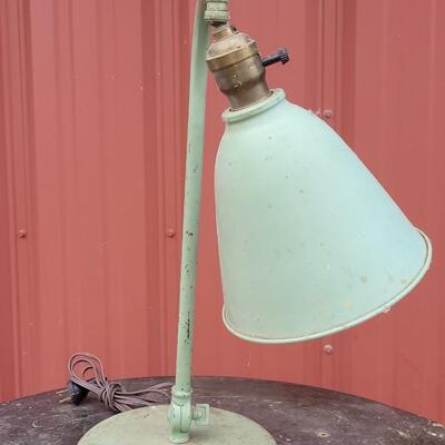 Lot 235: Antique GREEN Tabletop Lamp