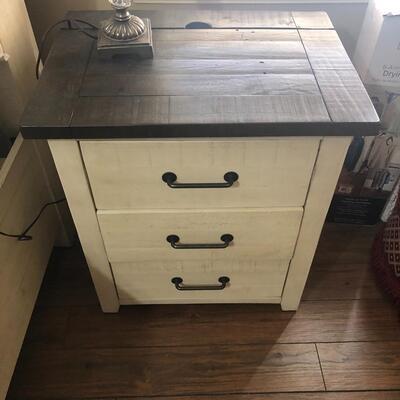 Two 3 drawer rustic end tables
