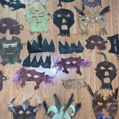 Assorted of 24 Hand Crafted Leather Halloween/Mardi Gras Masks