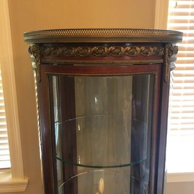Antique French mahogany and brass circular display cabinet