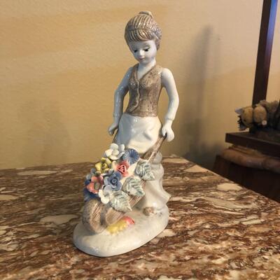 Porcelain girl with flower basket