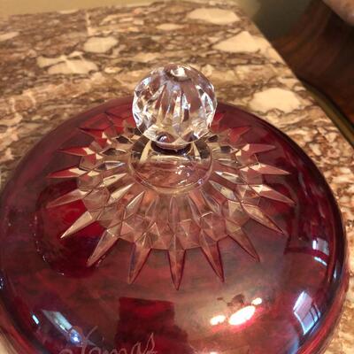 1898 Antique red crystal candy dish