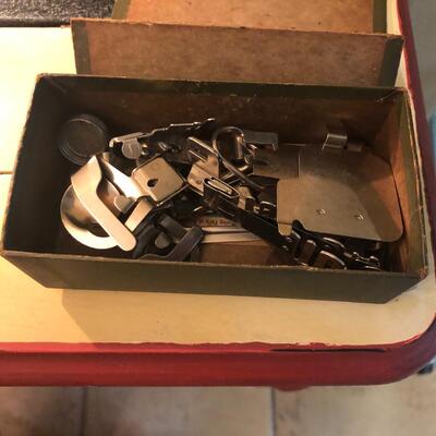 Vintage White sewing machine and cabinet
