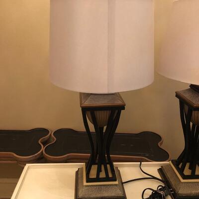 Two new lamps with wrought iron stand