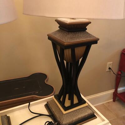 Two new lamps with wrought iron stand