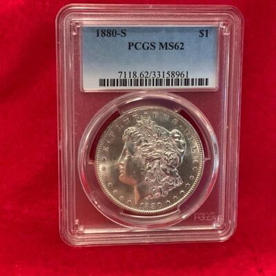 1880 S MORGAN SILVER DOLLAR PCGS SLABBED AND GRADED MS62