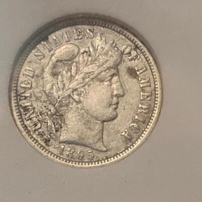 1895 O BARBER DIME SLABBED GRADED GUARANTEED  AU50