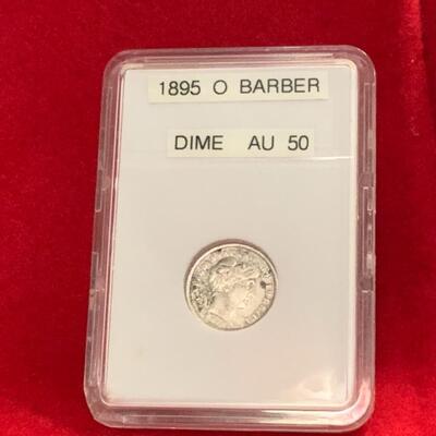 1895 O BARBER DIME SLABBED GRADED GUARANTEED  AU50