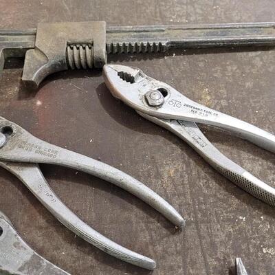 Lot 251: Assortment of Vintage Pliers and Wrench LOT H
