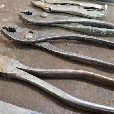 Lot 251: Assortment of Vintage Pliers and Wrench LOT H