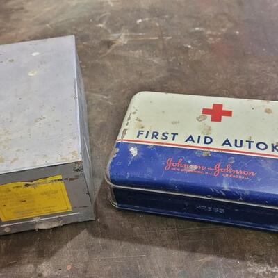 Lot 254: Vintage First Aid and Traffic Safety Reflector Kits