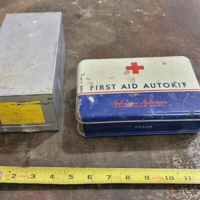 Lot 254: Vintage First Aid and Traffic Safety Reflector Kits
