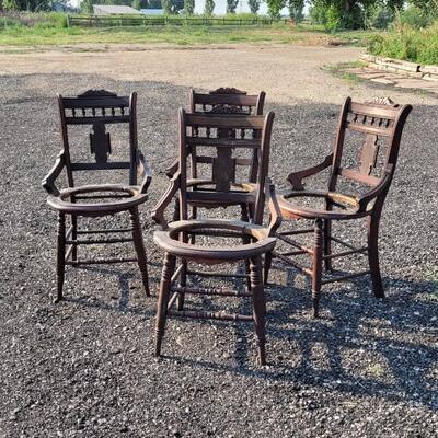 Lot 257: (4) Antique Charles Eastlake Hip Black Walnut Wood Chairs 