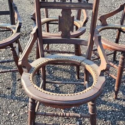 Lot 257: (4) Antique Charles Eastlake Hip Black Walnut Wood Chairs 