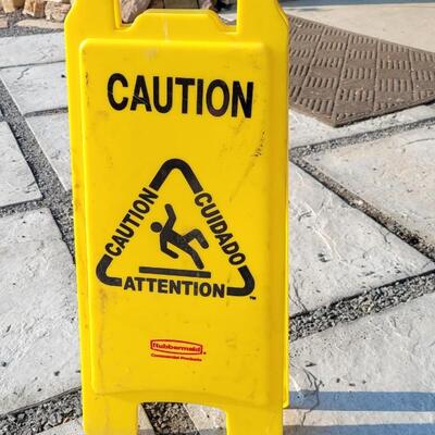 Lot 258: CAUTION Plastic Safety Sign Two Sided