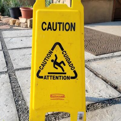 Lot 258: CAUTION Plastic Safety Sign Two Sided