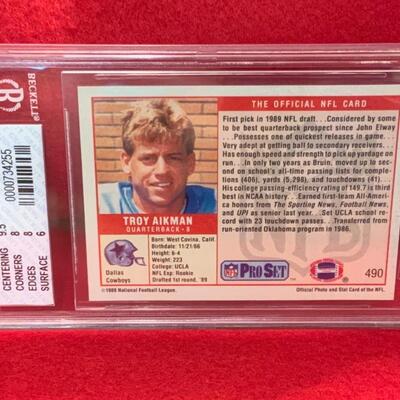 BECKETT GRADED NEAR MINT TROY AIKMAN 
