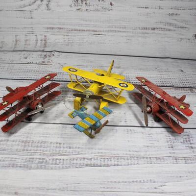 Assorted Vintage Biplane Airplane Tin Toys Lot 