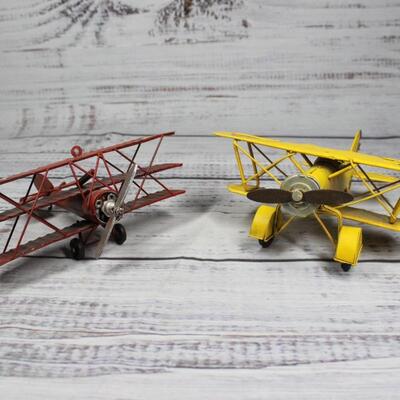 Assorted Vintage Biplane Airplane Tin Toys Lot 