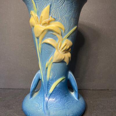 Lot 018: Roseville Zephyr Lily & Apple Blossom Pottery Vases