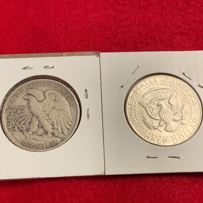 2 90% SILVER HALF DOLLARS A FULL DOLLAR IN SILVER