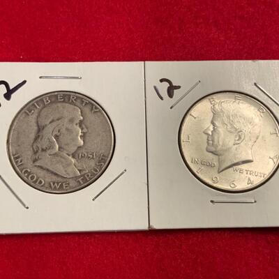 2 90% SILVER HALF DOLLARS A FULL DOLLAR IN SILVER