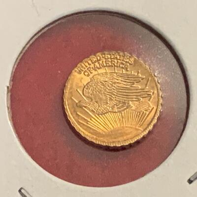 14 KT GOLD .5 GRAMS REPLICA COIN OF SAINT ST GAUDENS DOUBLE EAGLE