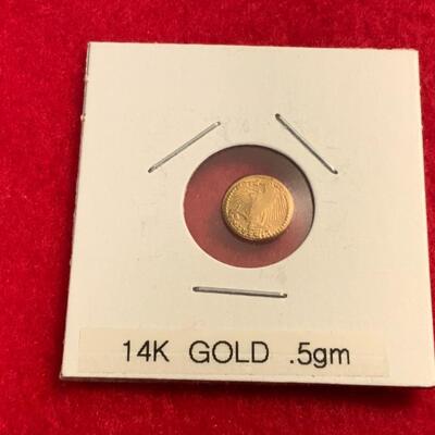 14 KT GOLD .5 GRAMS REPLICA COIN OF SAINT ST GAUDENS DOUBLE EAGLE