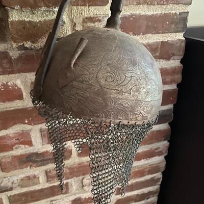Lot 073: Antique Persian Khud Helmet with Ring Mail (Chain)
