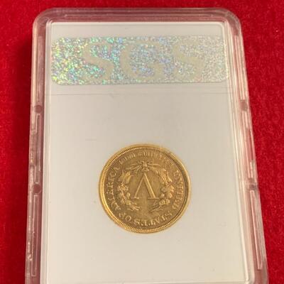 1883 P GOLD RACKETEER V NICKEL MS60 