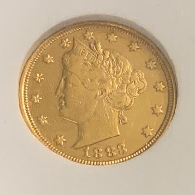 1883 P GOLD RACKETEER V NICKEL MS60 