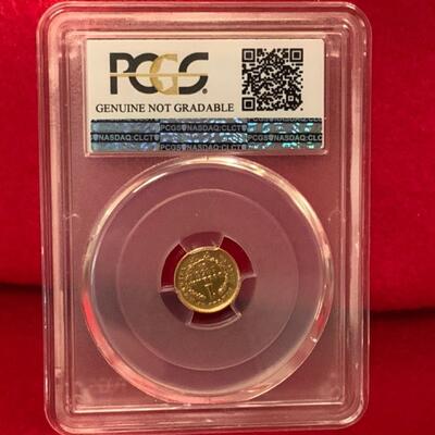 1853 SLABBED AND PCGS GRADED ALMOST UNCIRCULATED AU GOLD DOLLAR