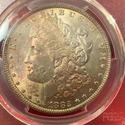 1882 PCGS GRADED MS62 BY PCGS MORGAN DOLLAR BEGINNING TO TONE