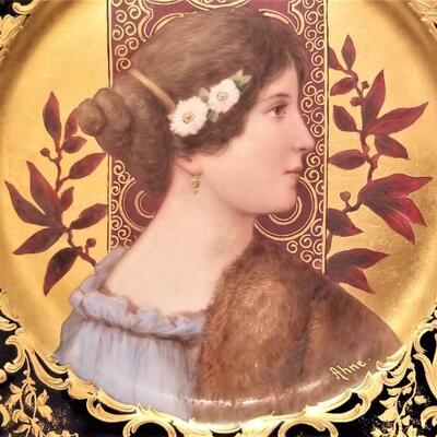 Lot #168  Beautiful Antique Austrian Portrait Plate - signed