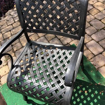 Outdoor basket weave iron table and chair set