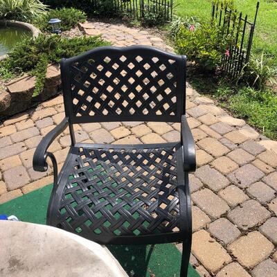 Outdoor basket weave iron table and chair set