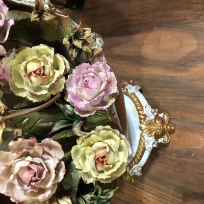Two Capodimante floral basket vases