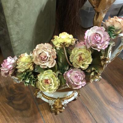 Two Capodimante floral basket vases