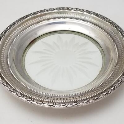 Lot #169  Sterling Silver/Glass Wine Coaster "Talisman Rose" pattern