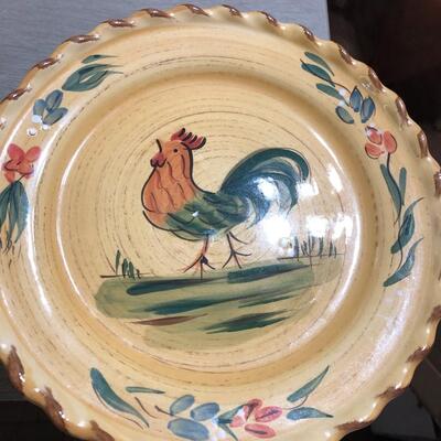 4 vintage French rooster plates 