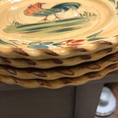 4 vintage French rooster plates 