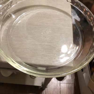 Two clear Pyrex pie dishes 