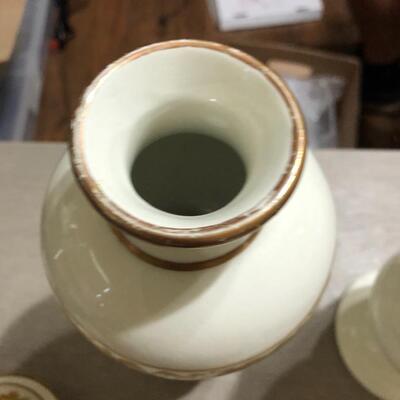 Two Italian baluster shape vases with lids