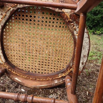 Lot 002: Antique Cane-work Wooden Chairs (Indoors or Out)