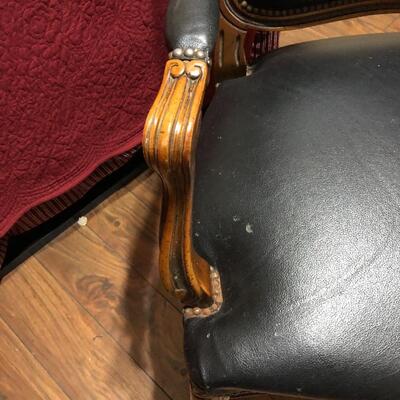 Vintage wood leather armchair