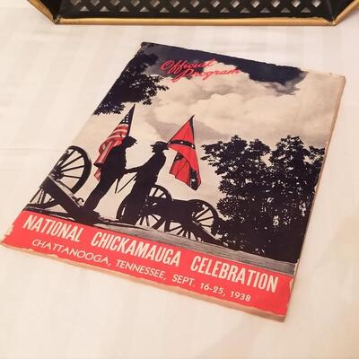 Lot #182  Vintage Tole Tray with Confederate Flags - 1938 Chickamauga Battlefield Reunion Program